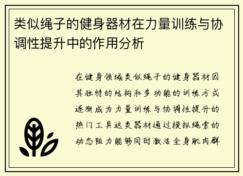 类似绳子的健身器材在力量训练与协调性提升中的作用分析